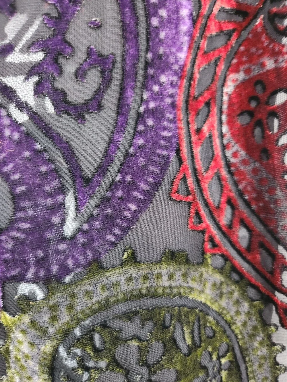 Multicolor Velvet Paisley Fringe Scarf Wrap
